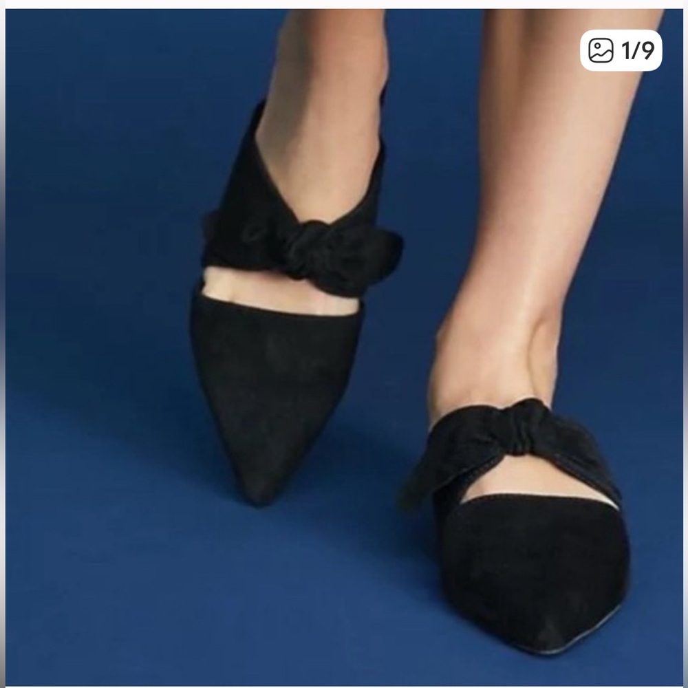 Jeffrey Campbell Charlin Bow Suede Leather Mules.